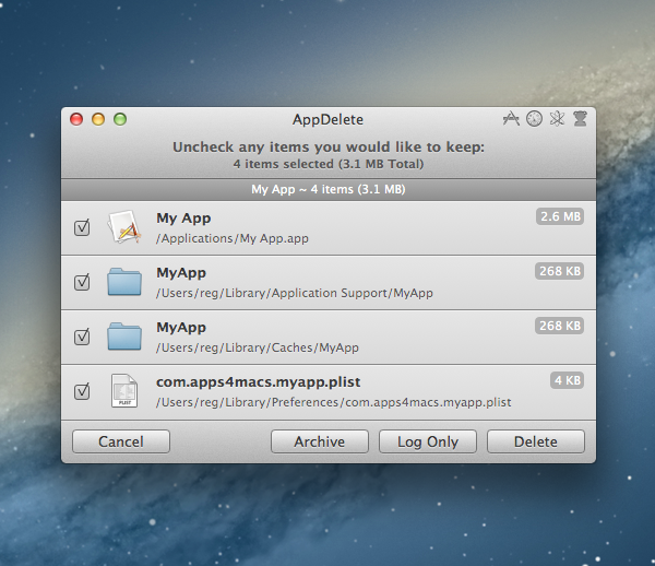 AppDelete 4.1.3 Mac software screenshot