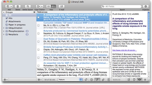 Bookends 12.1 Mac software screenshot