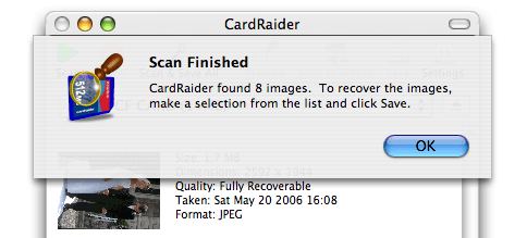 CardRaider 2.0.10 Mac software screenshot