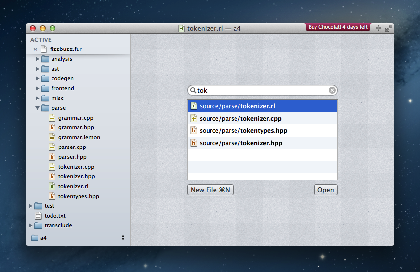 Chocolat 1.6 Mac software screenshot