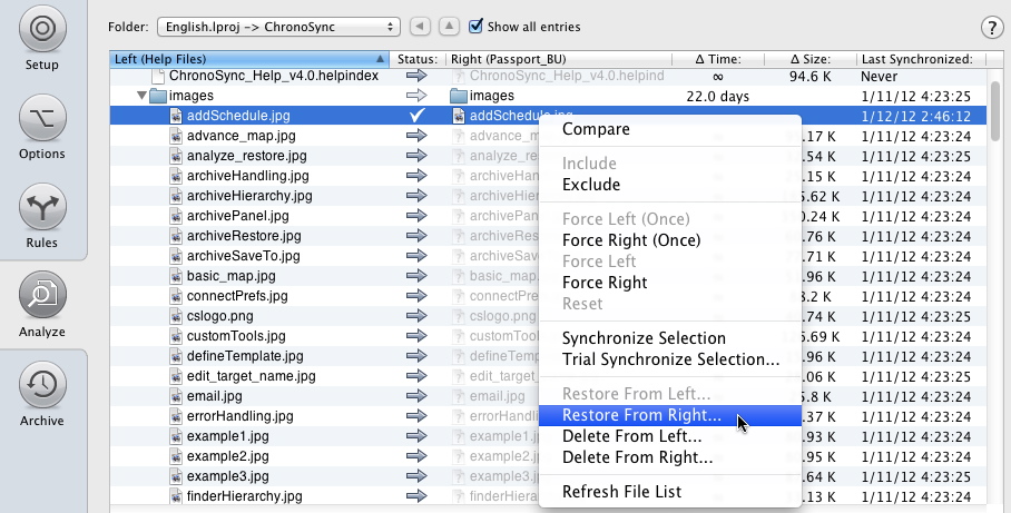 ChronoSync 4.5.2 Mac software screenshot