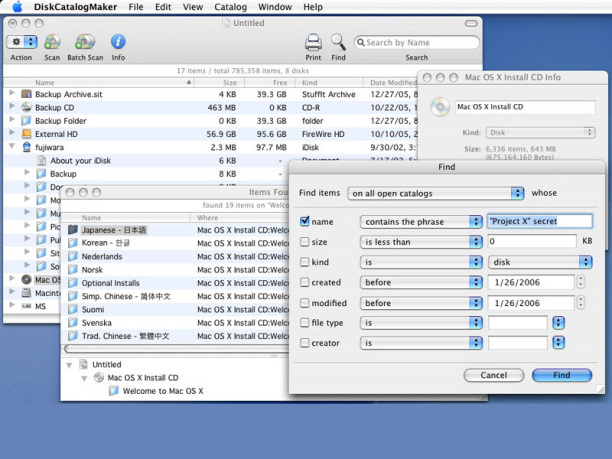 DiskCatalogMaker X 6.3.9 Mac software screenshot