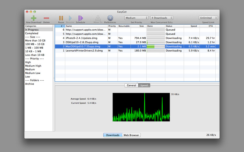 EasyGet 1.0.90 Mac software screenshot