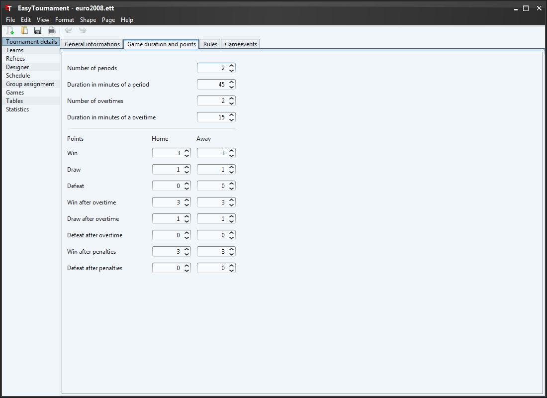 EasyTournament 0.6.6.0 Beta Mac software screenshot
