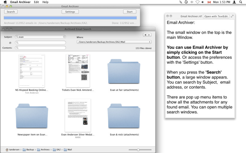 Email Archiver 2.6.3 Mac software screenshot