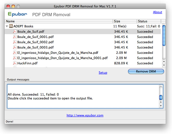 Epubor PDF DRM Removal 1.9.4 Mac software screenshot