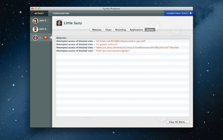 Family Protector Premium 2013 10.7.1.1145 Mac software screenshot