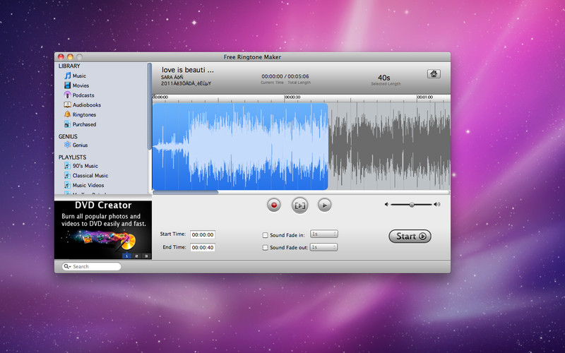 Free Ringtone Maker 1.7.1 Mac software screenshot