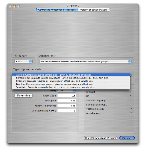 G*Power 3.1.9.2 Mac software screenshot
