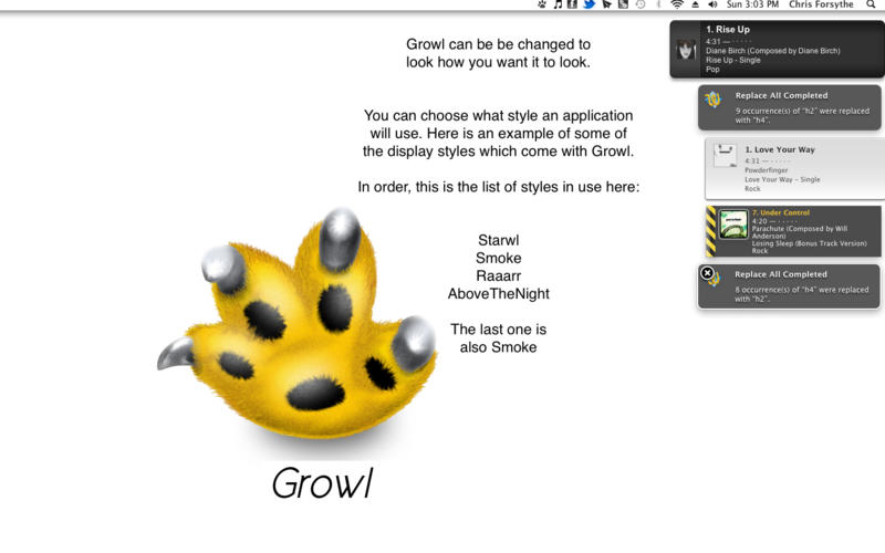 Growl 2.1.3 Mac software screenshot