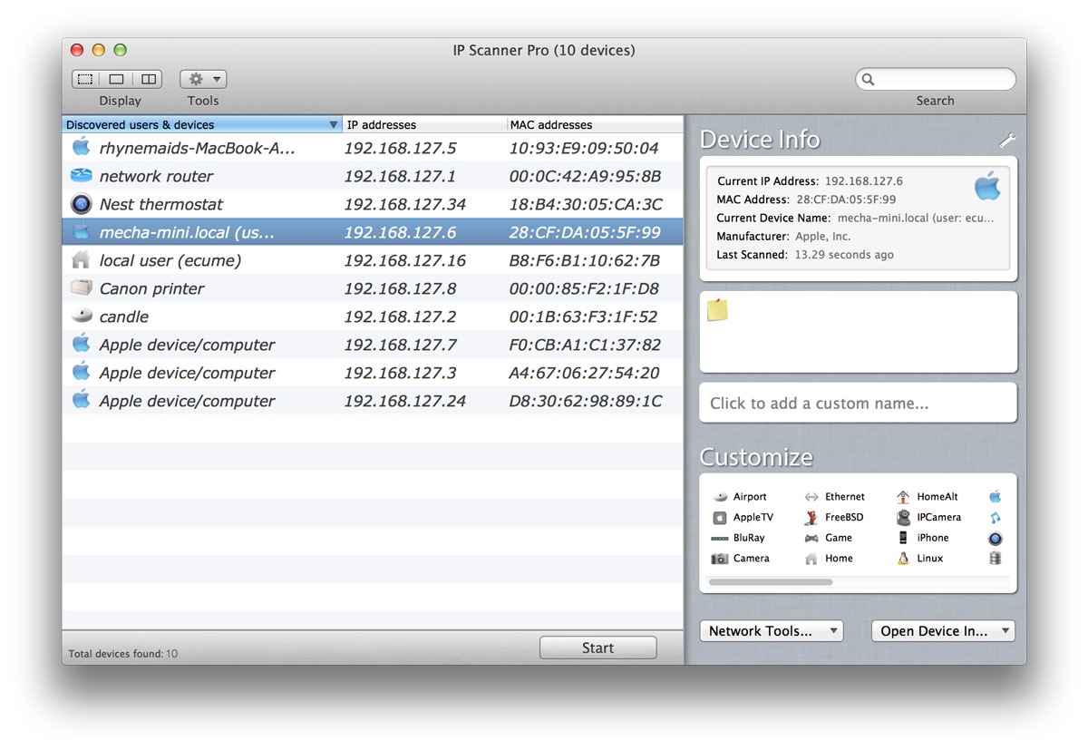 IP Scanner 3.26 Mac software screenshot