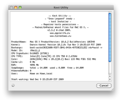 Kext Utility 2.5.6 Mac software screenshot