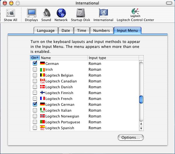 Logitech Control Center 3.9.0 Mac software screenshot