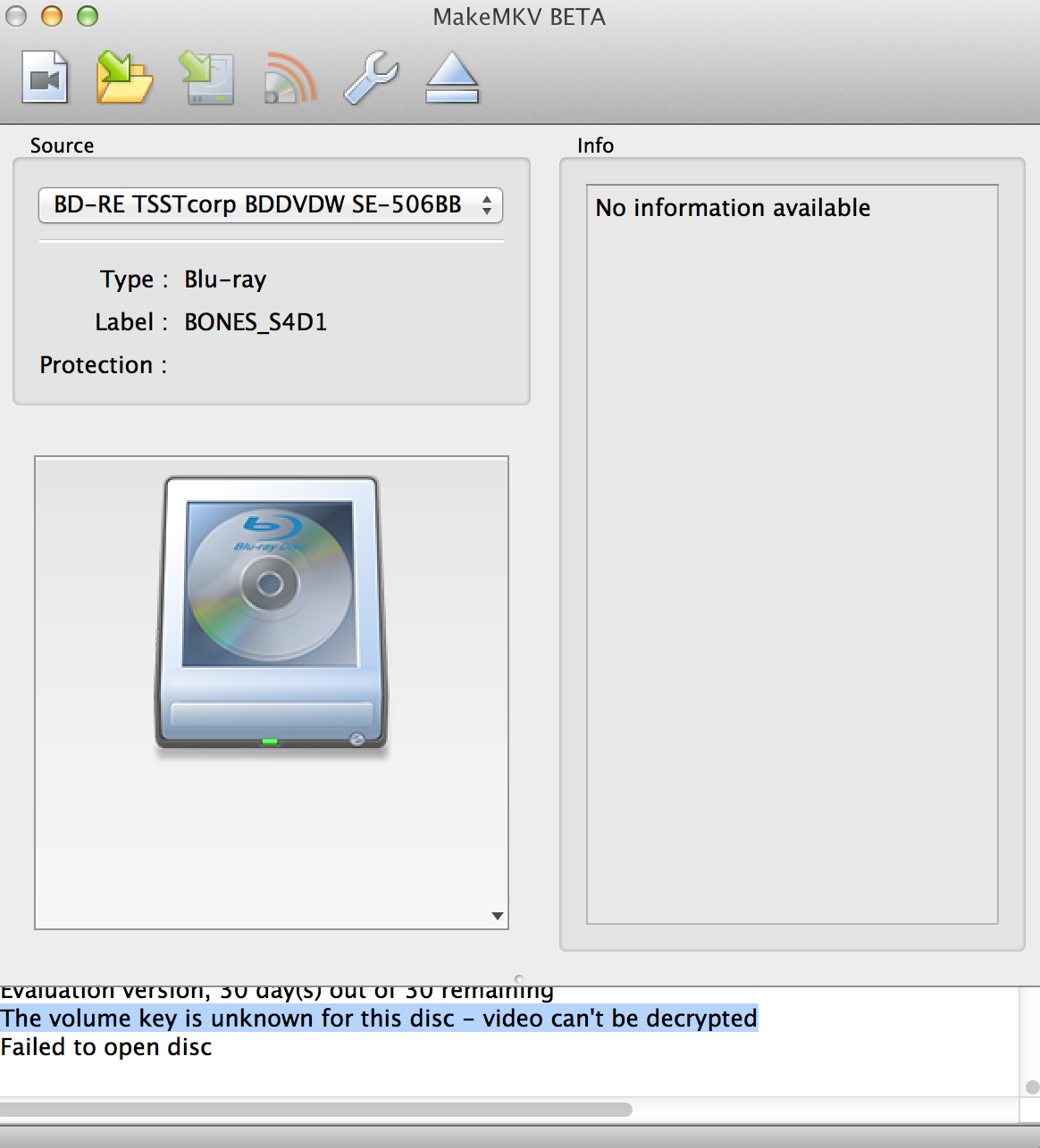 MakeMKV 1.8.11 Mac software screenshot