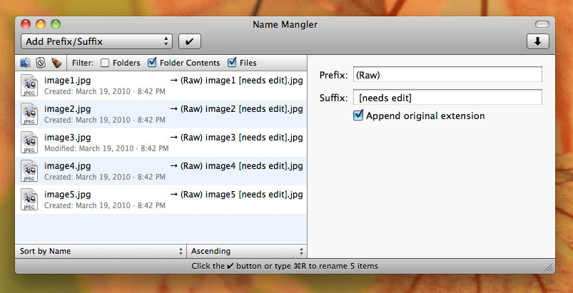 Name Mangler 3.3 Mac software screenshot