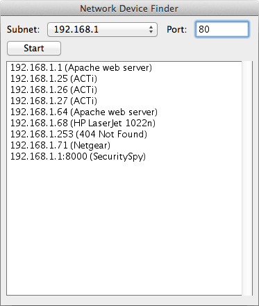 Network Device Finder 1.4 Mac software screenshot