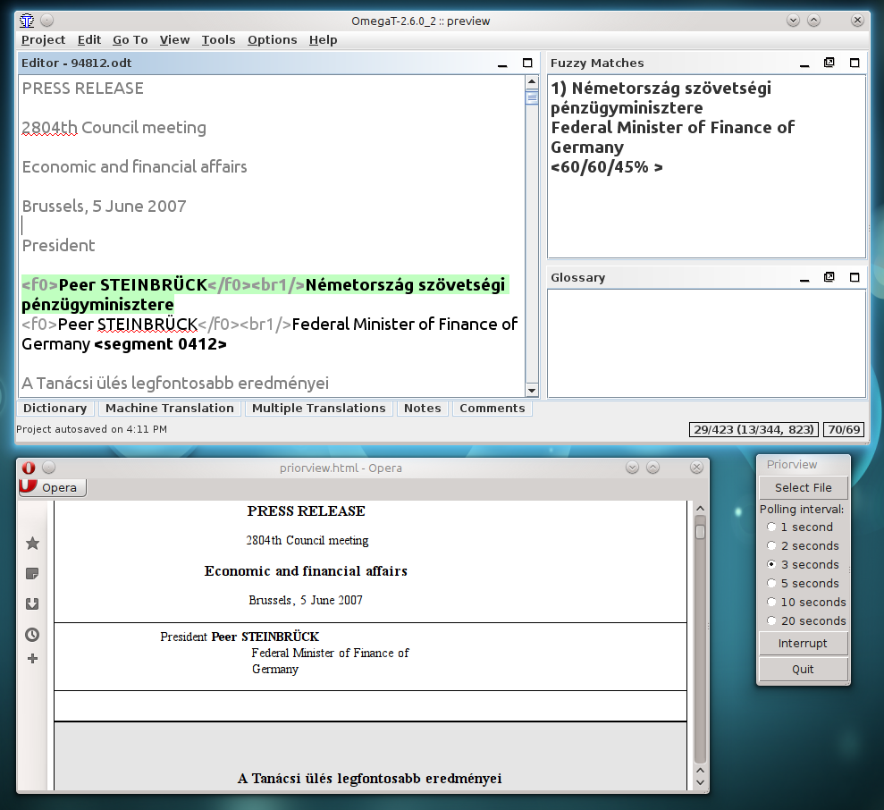 OmegaT 2.6.3 Mac software screenshot