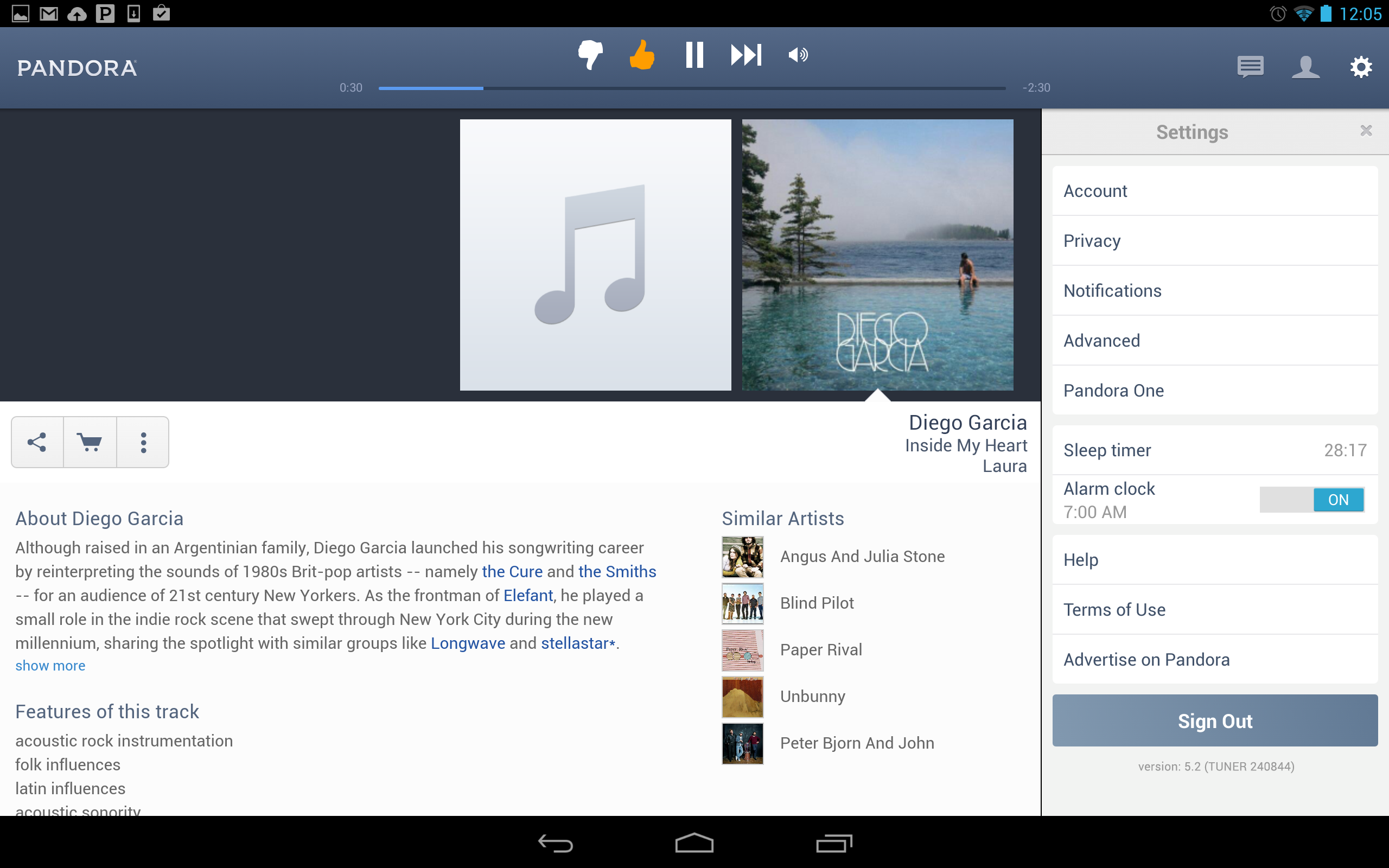 Pandora Desktop 2.0.8 Mac software screenshot