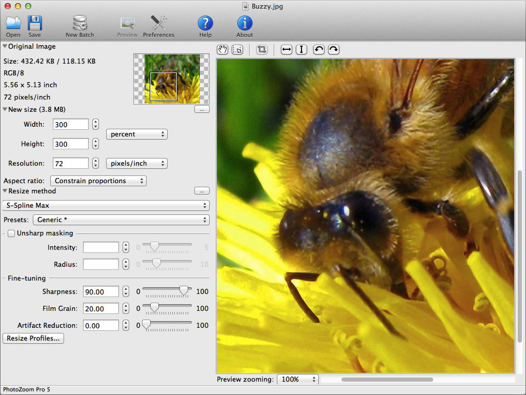PhotoZoom Pro 5.1.2 Mac software screenshot