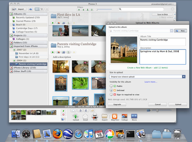 Picasa 3.9.137.163 Mac software screenshot