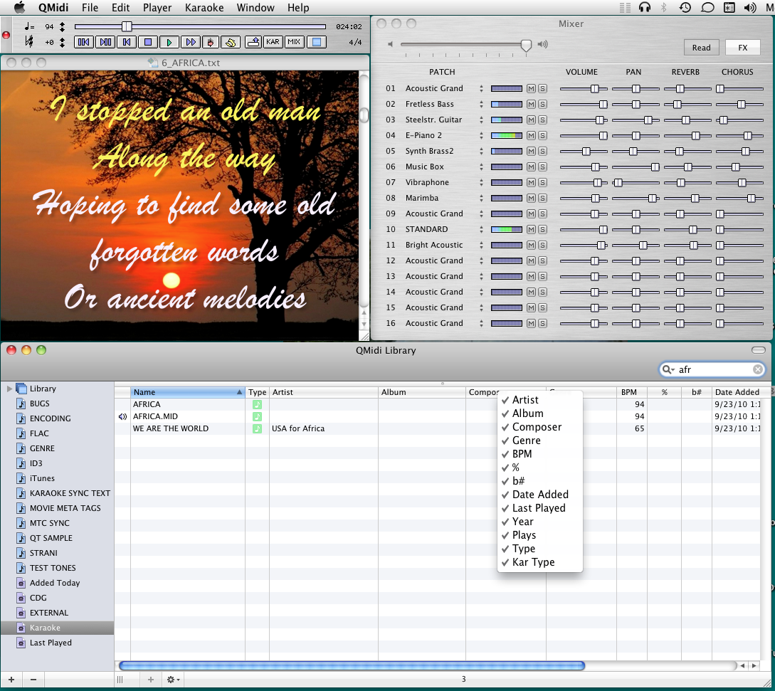 QMidi 2.4 Mac software screenshot
