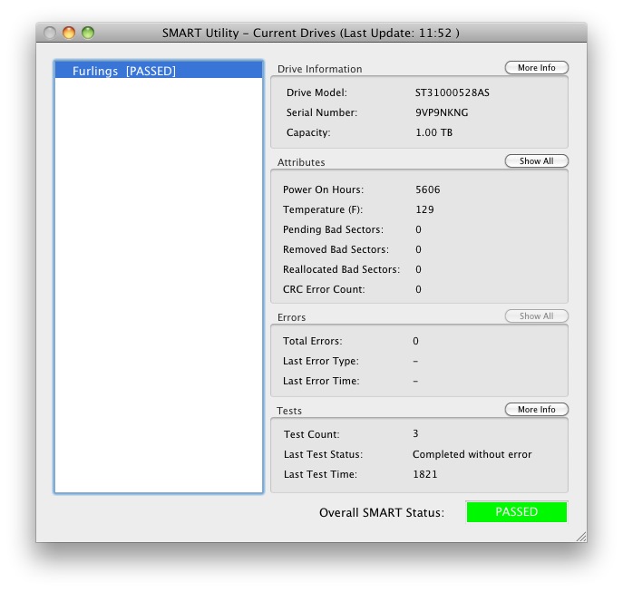 SMART Utility 3.1.2.3B117 Mac software screenshot