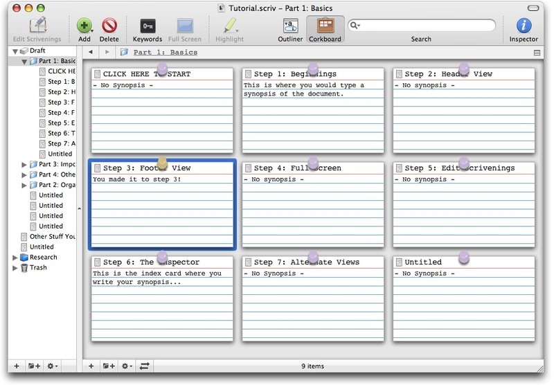 Scrivener 2.5 Mac software screenshot