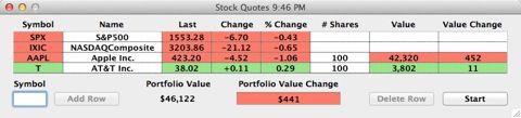 Stock Quotes 1.1.0 Mac software screenshot