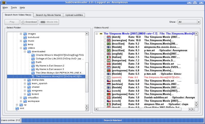 Subdownloader 2.0.15 Mac software screenshot