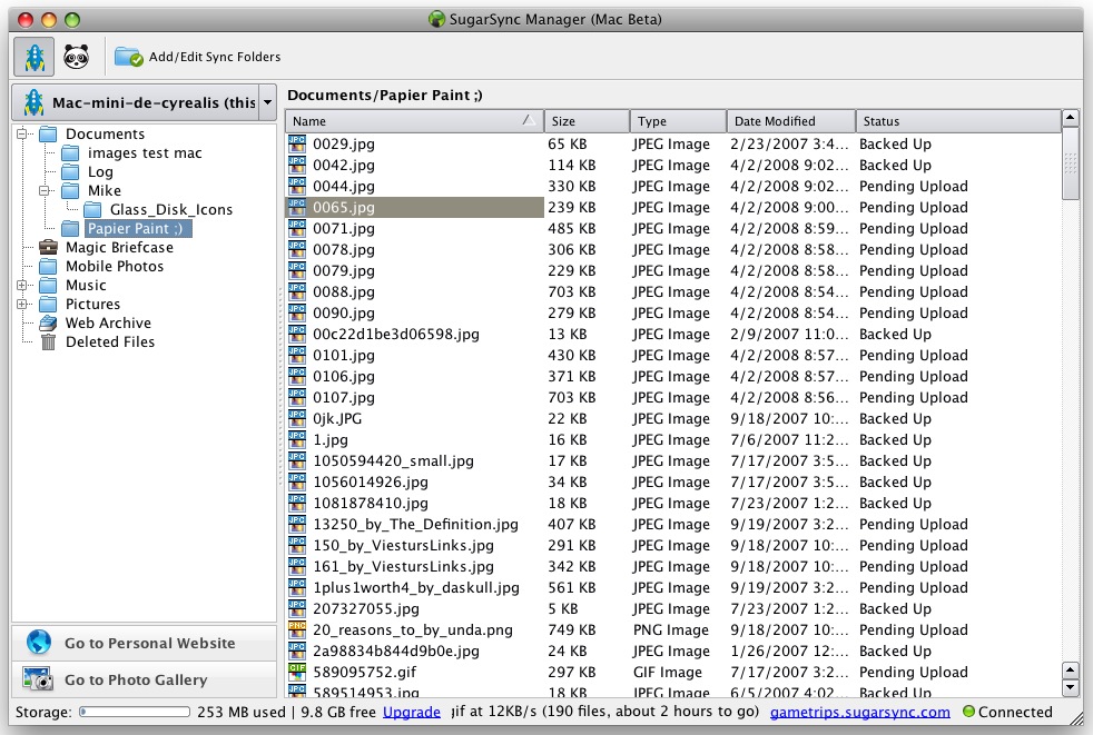 SugarSync 1.9.92 Mac software screenshot