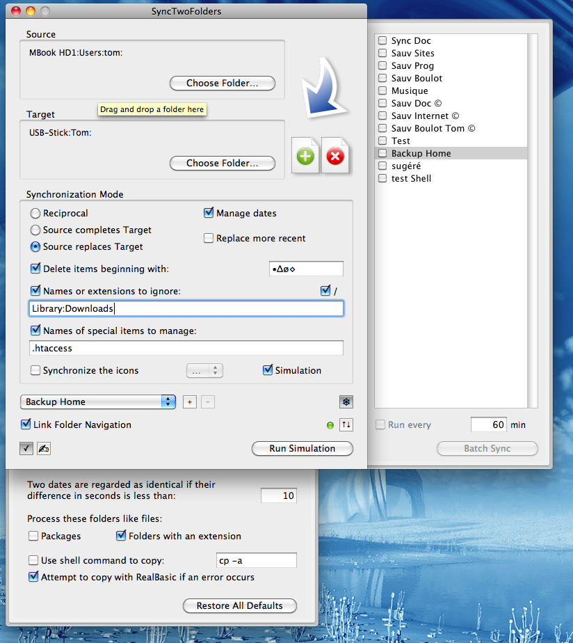 SyncTwoFolders 1.8.7 Mac software screenshot