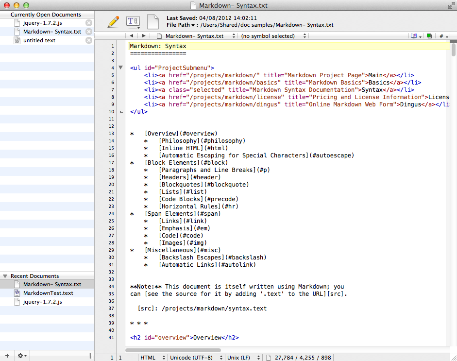 TextWrangler 4.5.9.3390 Mac software screenshot