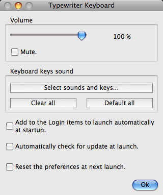 Typewriter Keyboard 6.2 Mac software screenshot