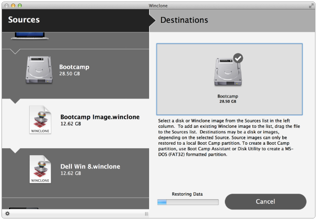 Winclone 4.2.2 Mac software screenshot