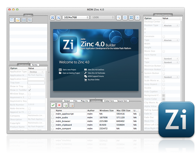 Zinc 4.0.18 Mac software screenshot