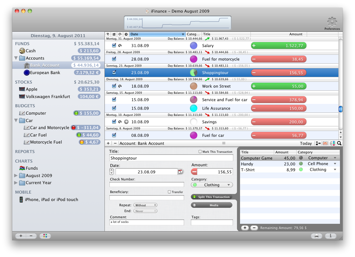 iFinance 3.3.18 Mac software screenshot