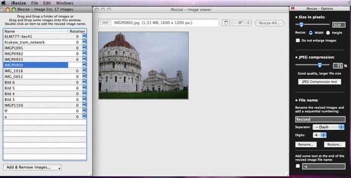 iResize 3.2.5 Mac software screenshot