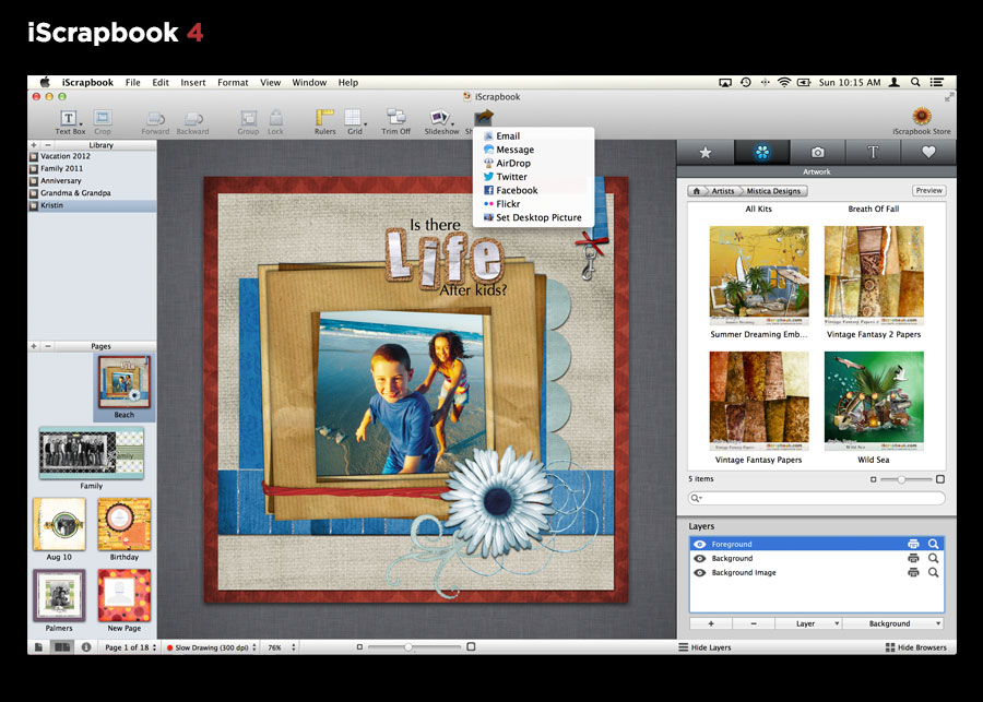 iScrapbook 4.1.3 Mac software screenshot
