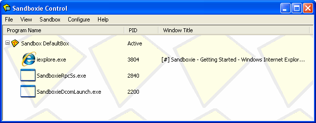 Sandboxie 5.12 software screenshot