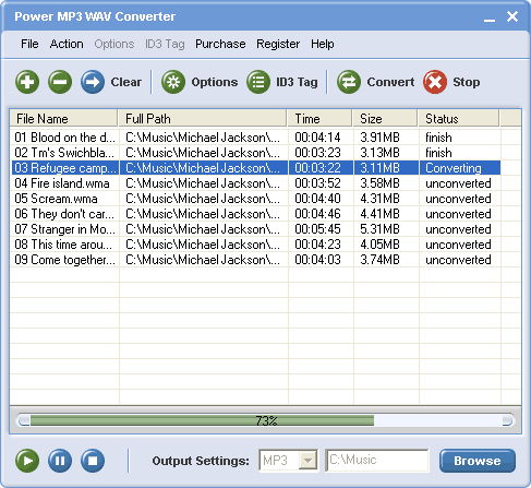 !1 Power MP3 WAV Converter 1.10 software screenshot