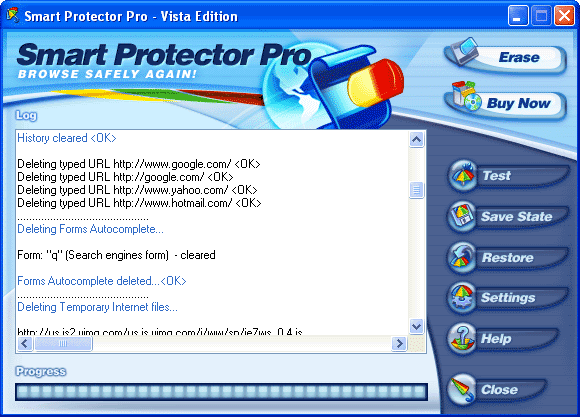 1 Smart Protector - Internet Eraser 10.11 software screenshot