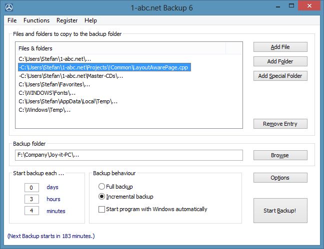 1-abc.net Backup 6.00 software screenshot