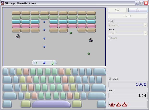 10 Finger BreakOut - Free Typing Game 6.3 software screenshot