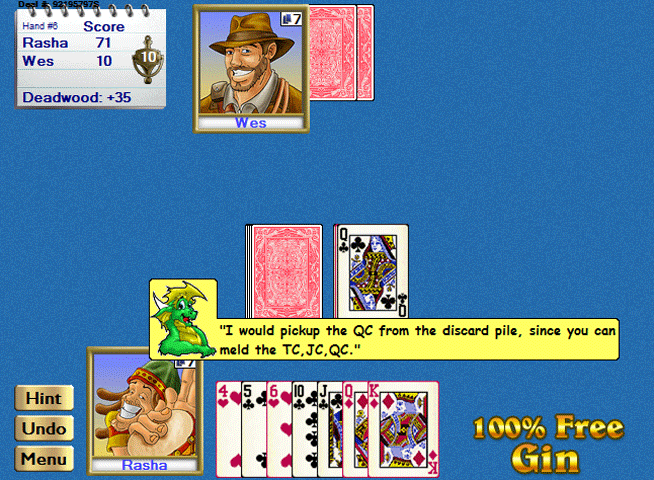 100% Free Gin Card Game for Windows 7.40 software screenshot