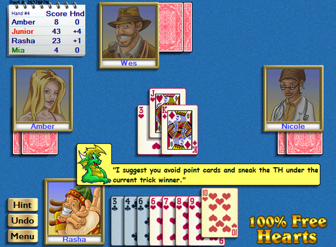 100% Free Hearts Card Game for Windows 7.40 software screenshot