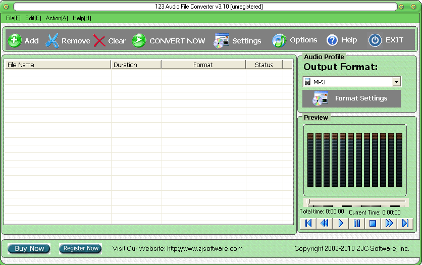 123 Audio File Converter 3.10 software screenshot