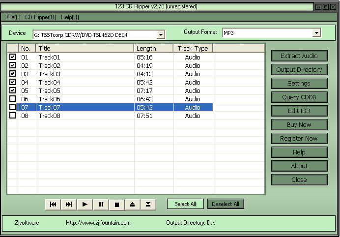 123 CD Ripper 2.70 software screenshot