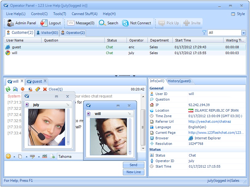 123 Live Help Server Software 5.4 software screenshot