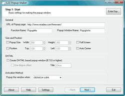 123 Popup Maker 2.01 software screenshot