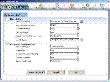 123PDFConverter: PDF Conversion Software 3.0 software screenshot